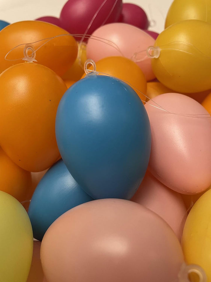 Ostereier Kunststoff 36er Set Bunte Ostereier mit Band, 36er & 60er Set – Wetterfeste Osterdeko für
