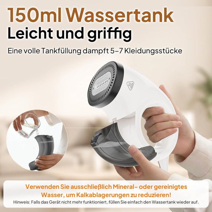 Steamer Dampfglätter mit Saugfunktion, Tragbarer Reisedampfglätter | 2800 Pa Saugleistung, Grosser a