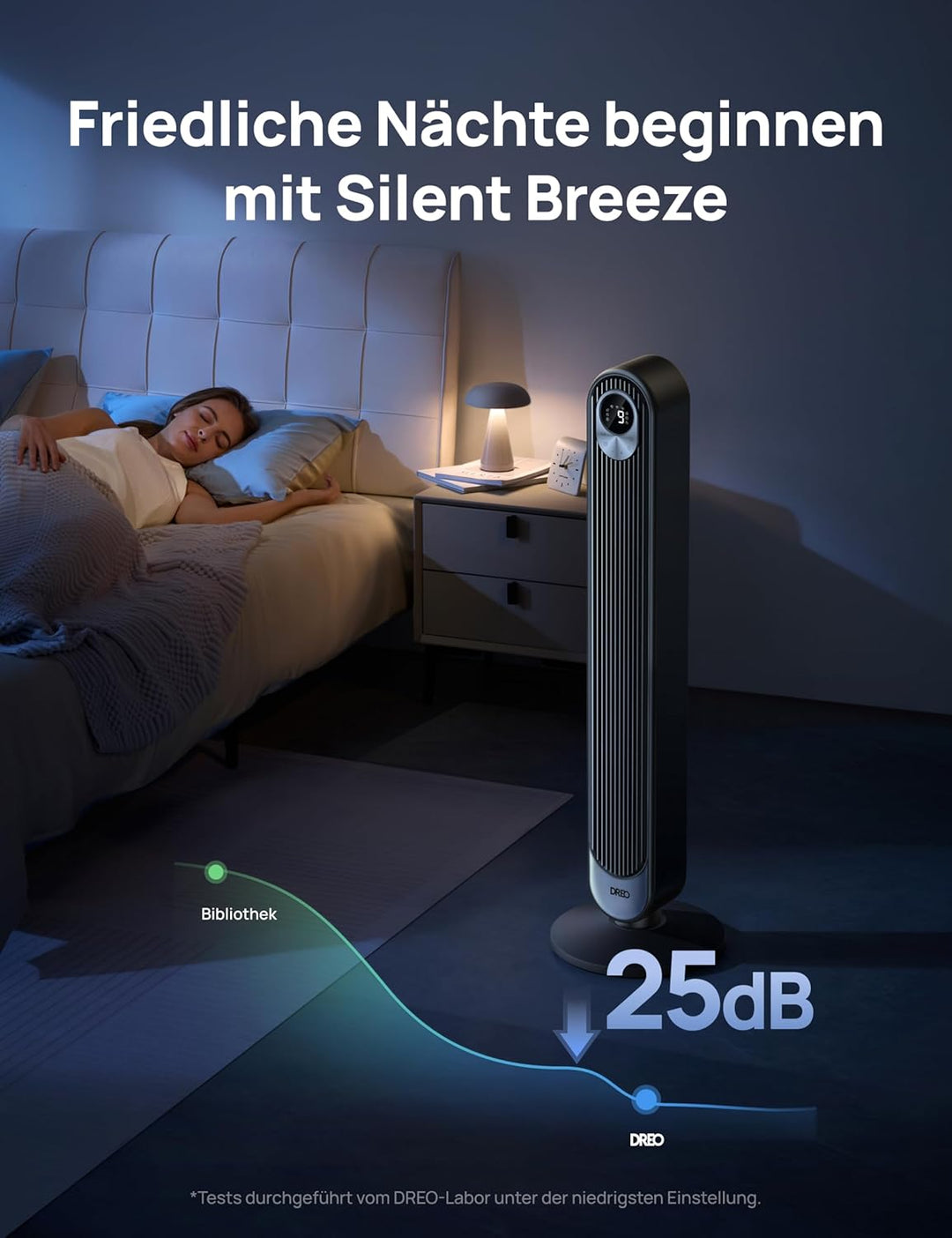 Dreo Smart Turmventilator mit WiFi Sprachsteuerung, Funktioniert mit Alexa, APP Steuerung, 90° Oszil