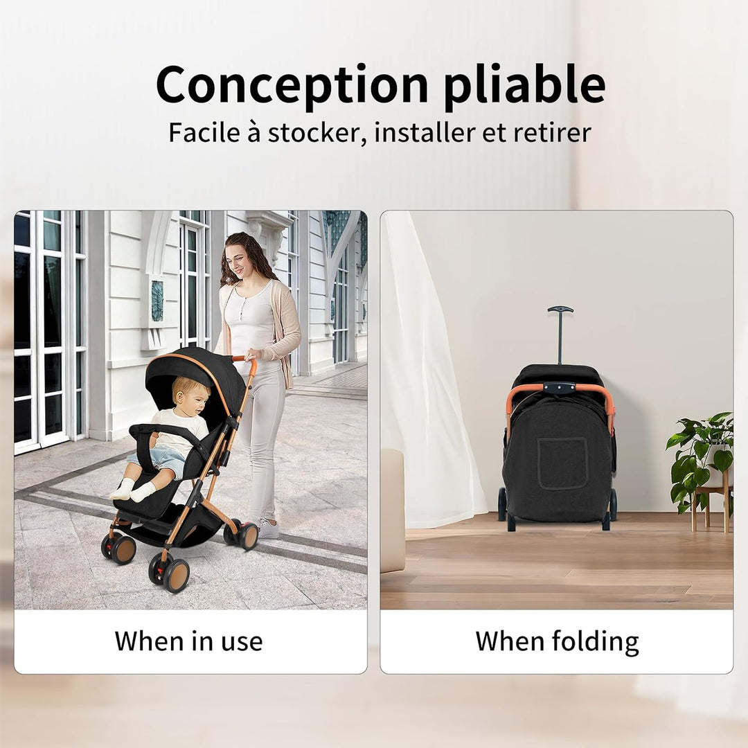 Supfine Kinderwagen für Babys, 0-3 Jahre, 15 kg, mit Rückenlehne &amp; Fussstütze, faltbar, mit einer Ha