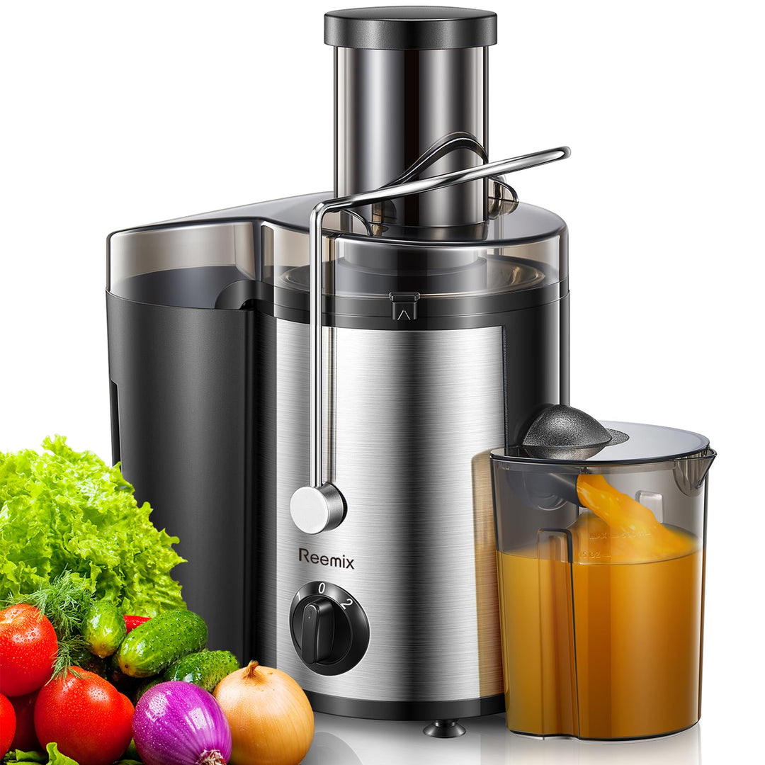 Reemix Entsafter für Obst und Gemüse aus Edelstahl, 800W Zentrifugal Entsafter 2 Geschwindigkeiten u