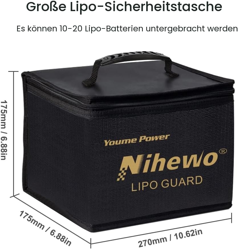 Lipo Safe Bag Feuerfeste, explosionssichere Tasche, Organizer, grosse Kapazität, Lipo Guard Safe Pou