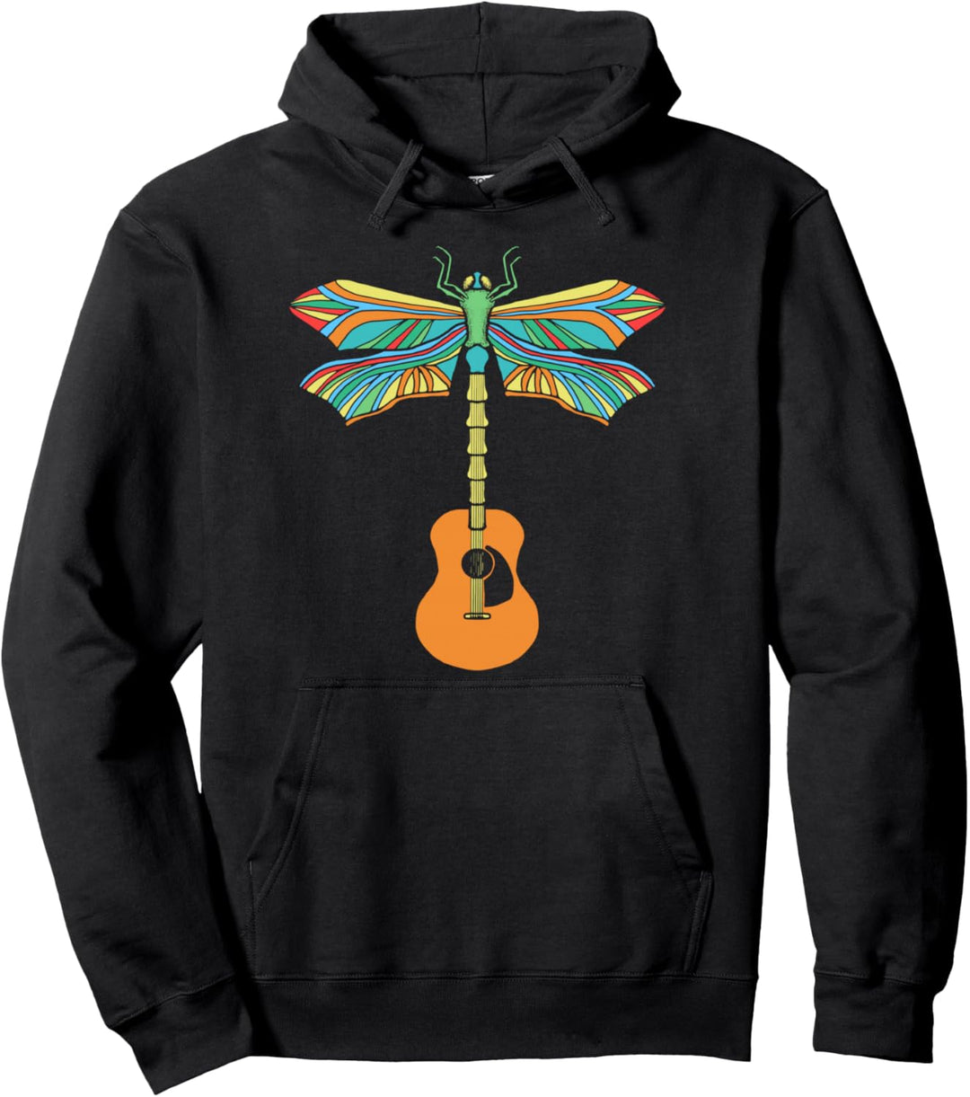 Acoustic Guitar Artistic Dragonfly Music & Musician Vitnage Pullover Hoodie