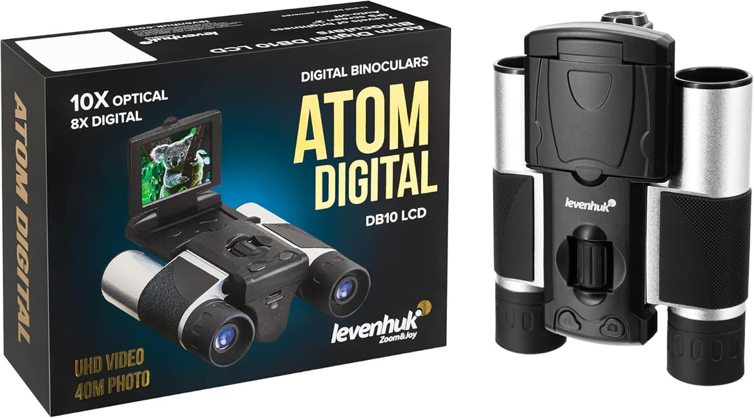 Levenhuk Atom Digital DB10 LCD Kompaktes, Leichtes und Leistungsstarkes Fernglas mit Integriertem LC