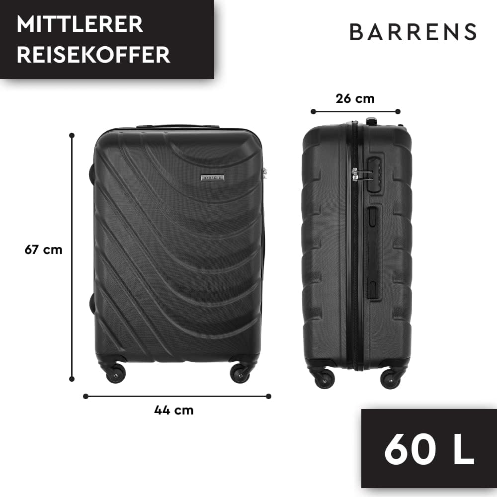 BARRENS Mittel Koffer | Aufgabegepäck | 67x46x26 cm | 63 L | Hochschlagfestes ABS-Material | Chiffri
