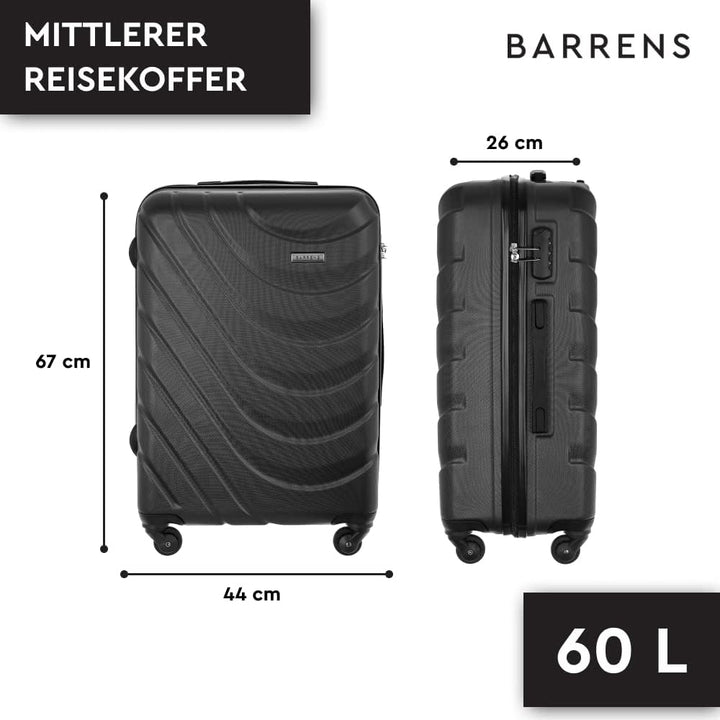 BARRENS Mittel Koffer | Aufgabegepäck | 67x46x26 cm | 63 L | Hochschlagfestes ABS-Material | Chiffri