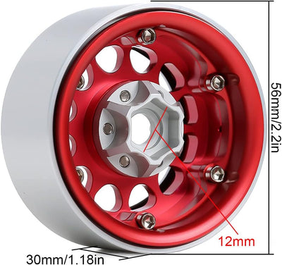 INJORA 4PCS 1,9 Beadlock Felgen Metall Räder Felge Set für 1:10 RC Rock Crawler Axial SCX10 pro SCX1