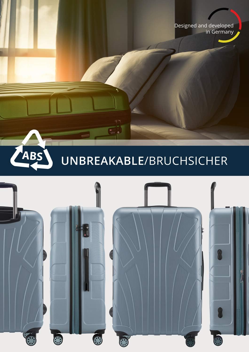 suitline - Grosser Hartschalen-Koffer Koffer Trolley Rollkoffer XL Reisekoffer, TSA, 76 cm, ca. 96-1