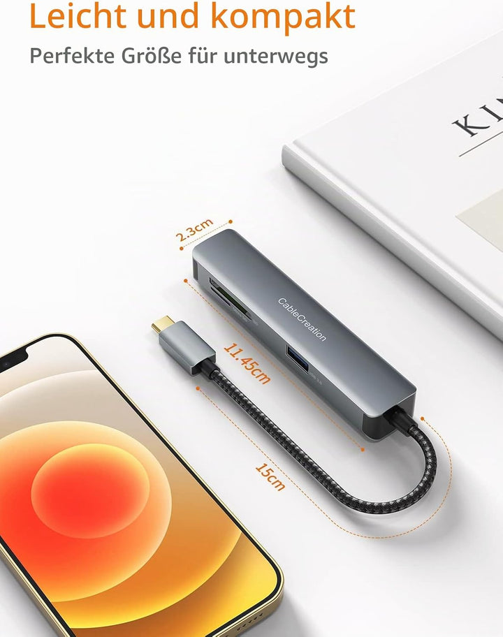 USB C Hub HDMI, USB-C Hub, CableCreation USB Hub, 2 USB 3.0, 1 HDMI 4K Adapter, SD/Micro SD-Kartenle