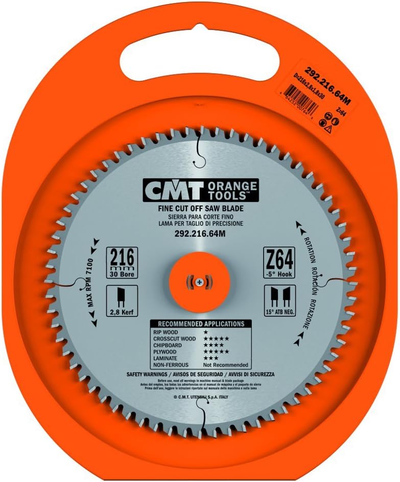 CMT Orange Tools Kreissägeblatt Feinschnitt HW 210 x 2,8 / 1,8 x 30 Z=48 15° ATB - 292.210.48M - für