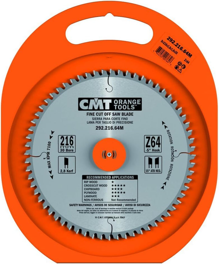 CMT Orange Tools Kreissägeblatt Feinschnitt HW 210 x 2,8 / 1,8 x 30 Z=48 15° ATB - 292.210.48M - für
