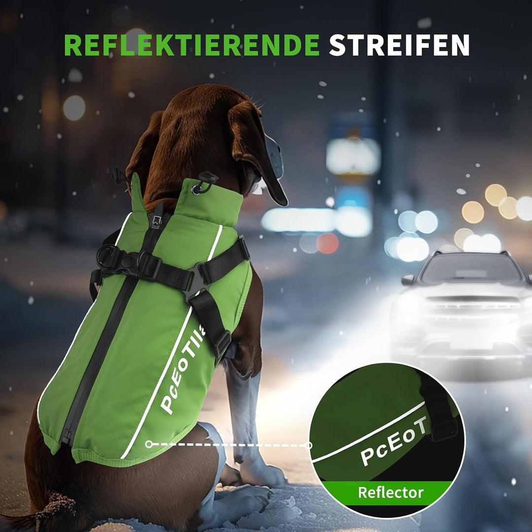 PcEoTllar Wasserdichter Hundemantel für kleine Hunde, warme reflektierende Jacke mit Geschirr für de