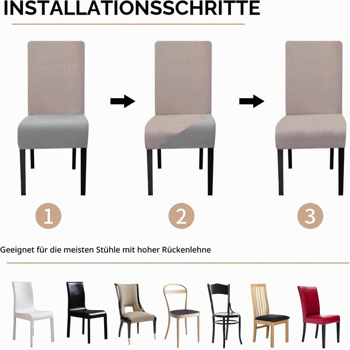 Lydevo Stuhlhussen XL 6er Set Stretch Stuhlhussen Schwingstühle XL für Esszimmerstühle Spandex Unive
