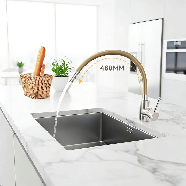 Wasserhahn Küche, Hochdruck Küchenarmatur mit Flexibler Auslauf, Mischbatterie Spültischarmatur Küch
