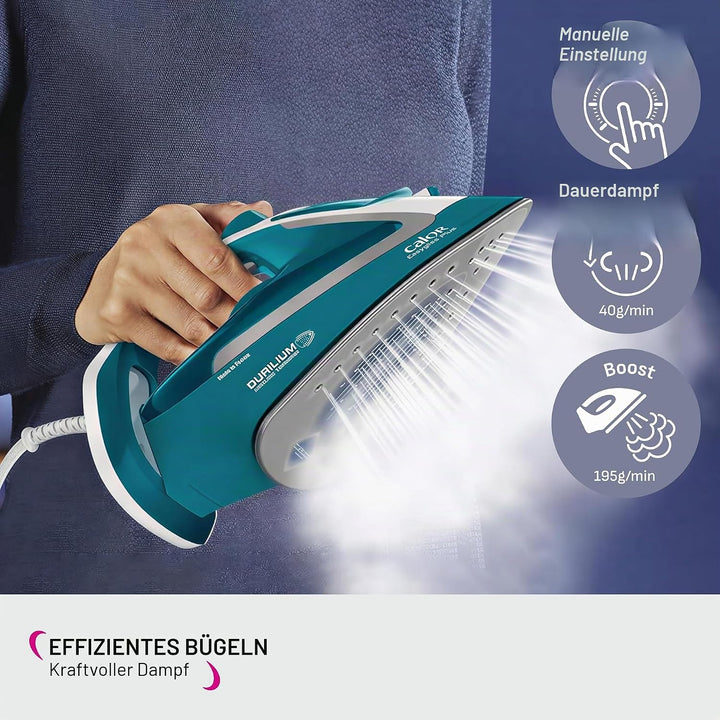 Calor Easygliss Plus FV5719C0 Dampfbügeleisen, türkis 195 g/min, 195 g/min