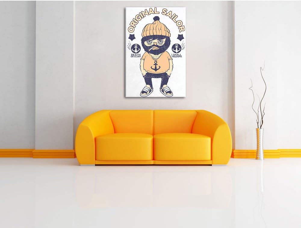 Pixxprint Original Sailor White Bild auf Leinwand, XXL riesige Bilder fertig gerahmt mit Keilrahmen,