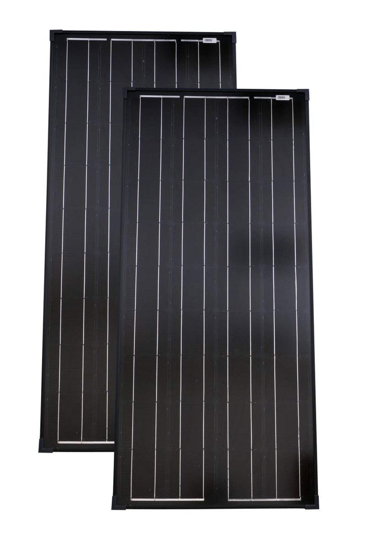 Solarmodule 2 Stück 100 Watt schwarz Mono Solarpanel Solarzelle 1200x545x30 93043