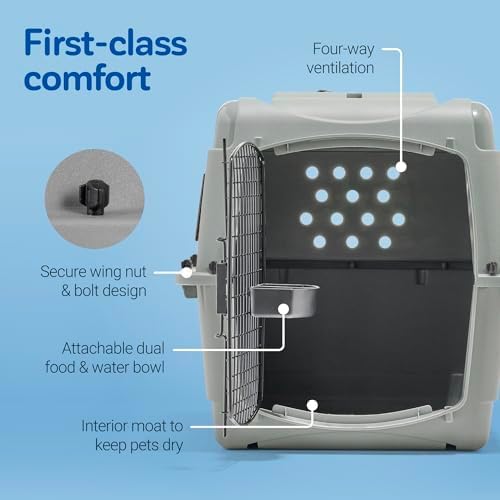 Petmate 00200 Transportin Sky Kennel 28, 71,12 L x 52,07 B x 54,61 H cm, Grau L 71 x B 52 x H 55 cm