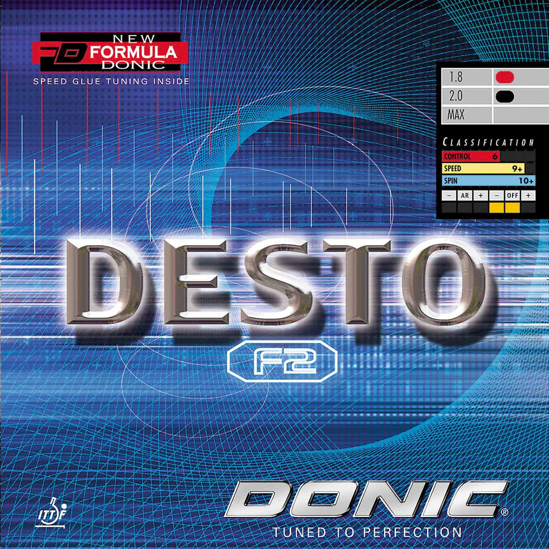 DONIC Belag Desto F2 Schwarz 1,8 mm, Schwarz 1,8 mm