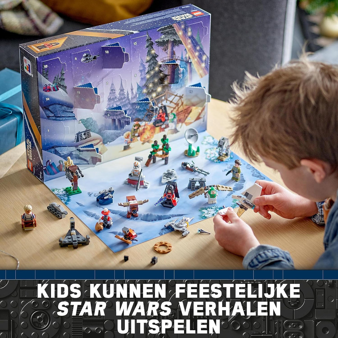 LEGO 75366 Star Wars Adventskalender 2023, Weihnachtskalender mit 24 Geschenken, darunter 9 Figuren,
