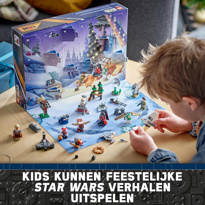 LEGO 75366 Star Wars Adventskalender 2023, Weihnachtskalender mit 24 Geschenken, darunter 9 Figuren,