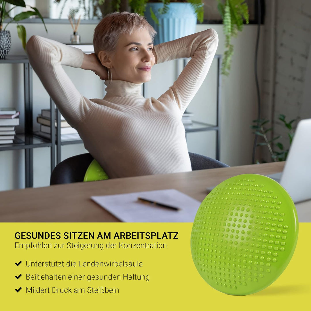 MSPORTS Ballsitzkissen inkl. Pumpe und Übungsposter | ca. 32 cm Durchmesser mit Noppenoberfläche - i