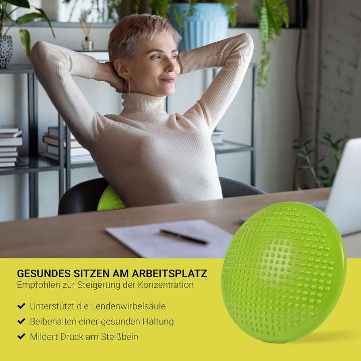 MSPORTS Ballsitzkissen inkl. Pumpe und Übungsposter | ca. 32 cm Durchmesser mit Noppenoberfläche - i