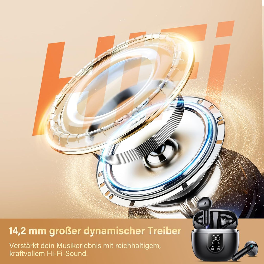 Bluetooth Kopfhörer, Kopfhörer Kabellos Bluetooth 5.4, Hi-Fi Sound In Ear Kopfhörer mit ENC Noise Ca