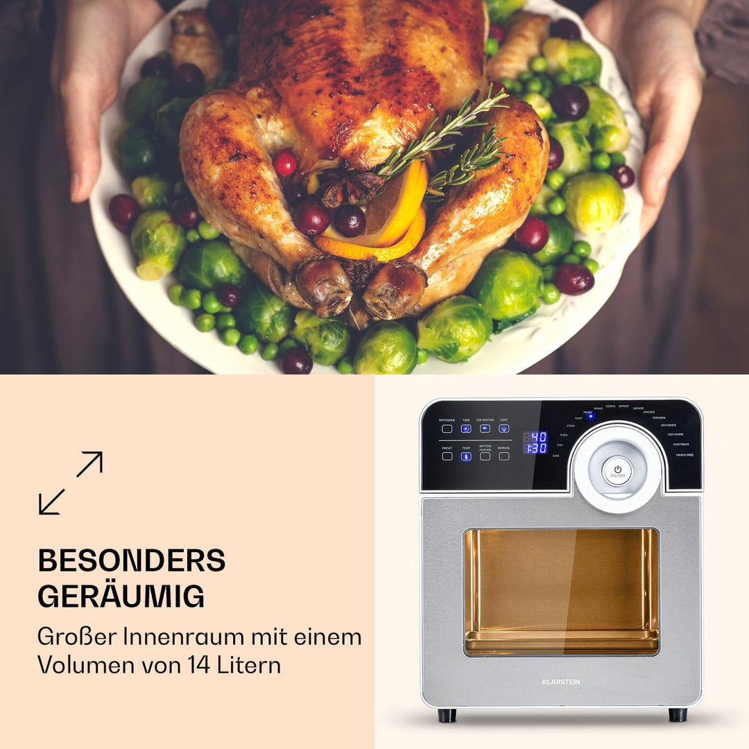 Klarstein AeroVital Cube Chef Heissluftfritteuse - 1700 W Heissluftfriteuse, Airfryer mit Touchscree