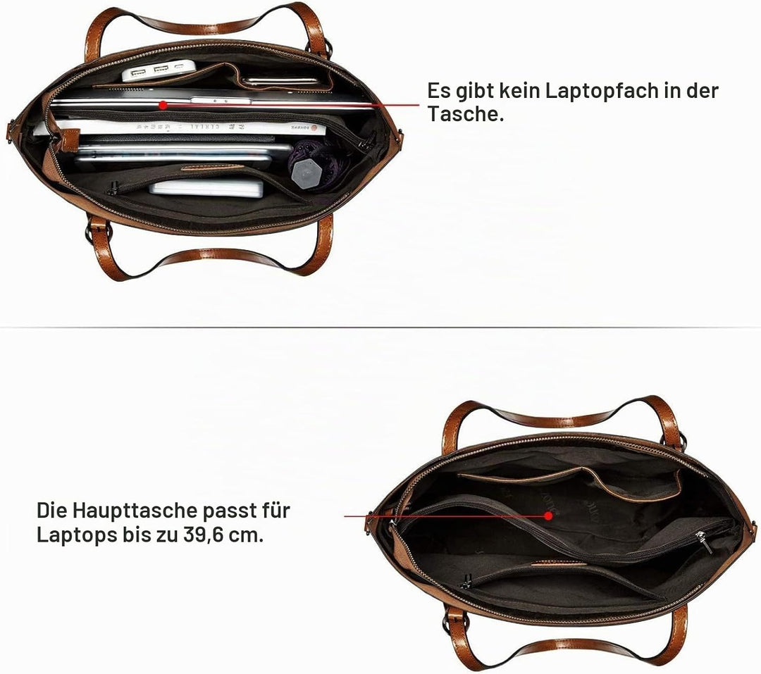 S-ZONE Damen 3-Way Schultertasche Vintage Echtleder Shopper Grosse Mode Laptop Arbeitstasche Umhänge