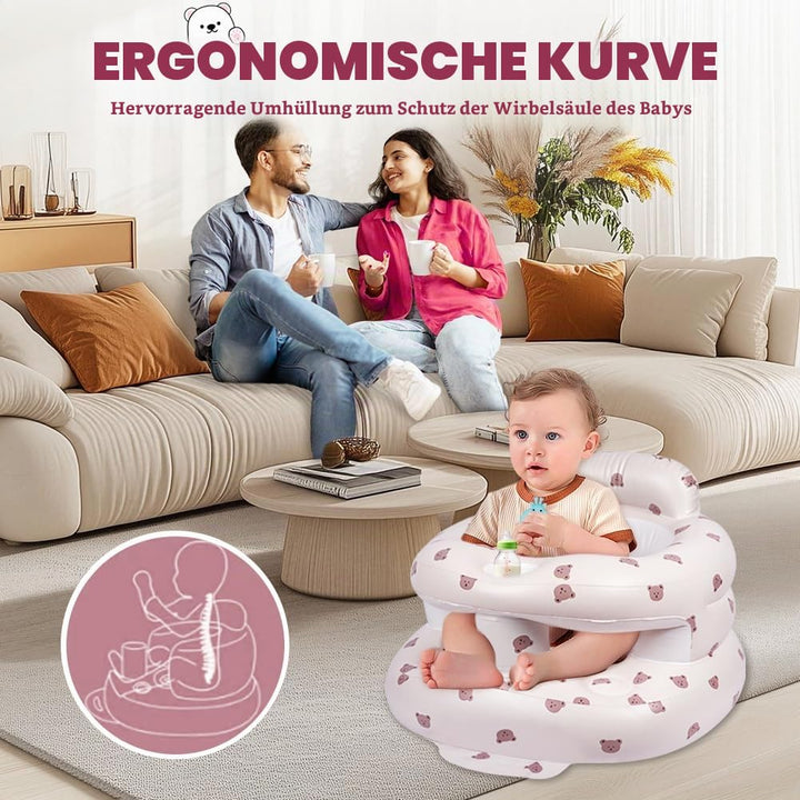Aufblasbarer Baby-Sitz für Babys ab 3 Monaten, Bärenkopf Gross Baby-Rückenstützsofa Mit Eingebauter
