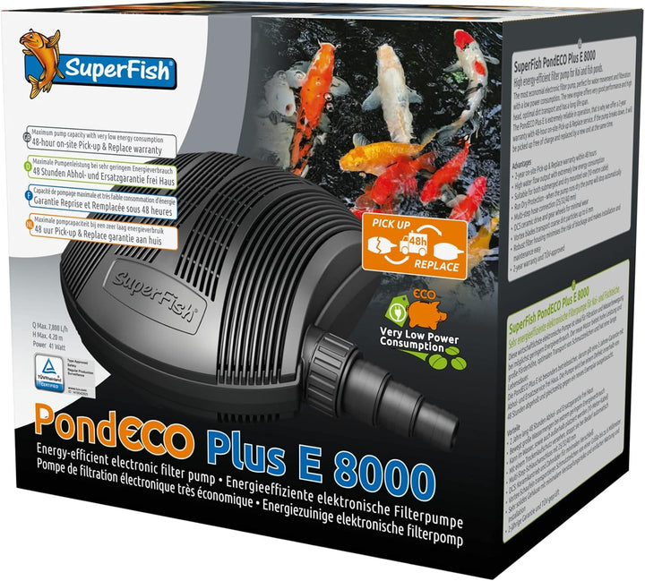 Superfish 676182/2530 SF Teichpumpe Pond Eco Plus -E-   8000-41W (7800 L/h) E 8.000 Schwarz, E 8.000