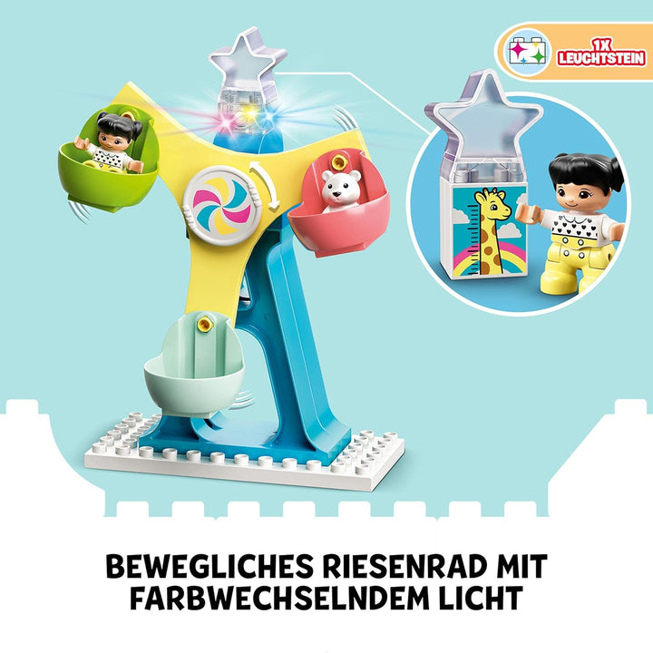 LEGO 10956 DUPLO Erlebnispark, Kinderspielzeug ab 2 Jahre mit Jahrmarkt und Zug Optimierte Verpackun