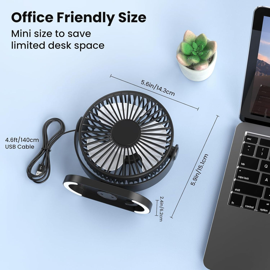 USB Tischventilator, Leistungsstarker Tragbarer Mini Ventilator , 3 Geschwindigkeiten für Schnelle K