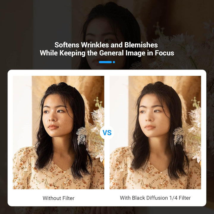 JJC 67mm Black Mist 1/4 Filter Schwarze Diffusionsfilter Effektfilter, Filter mit Weichem Verträumte