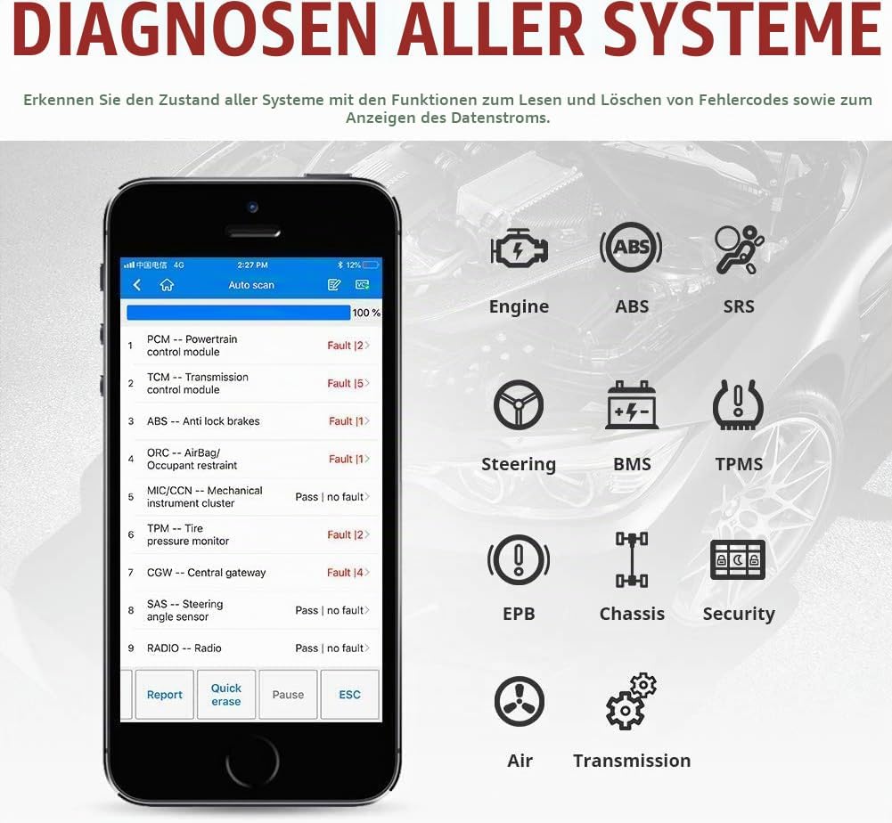 Autel Bluetooth obd2 AP200,Fehlercode von alle System auslesen,Reset für Öl SAS EPB DPF BMS usw, OBD
