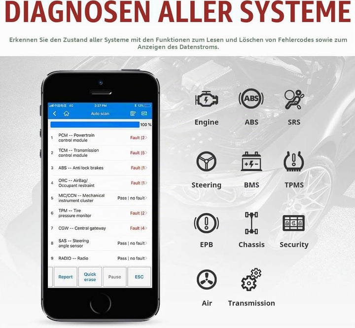 Autel Bluetooth obd2 AP200,Fehlercode von alle System auslesen,Reset für Öl SAS EPB DPF BMS usw, OBD