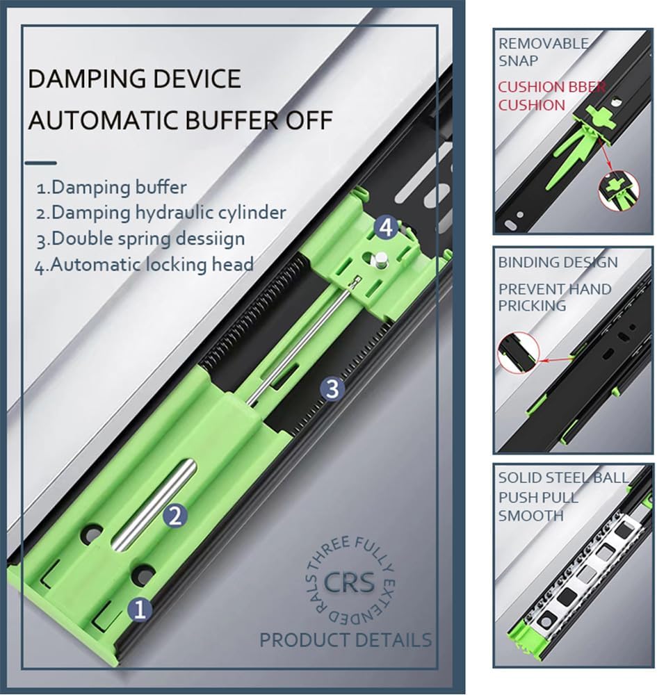 2 Paar Schubladenschienen Softclose,450 mm schubladenauszug vollauszug 45 kg Tragkraft, Kugelauszug