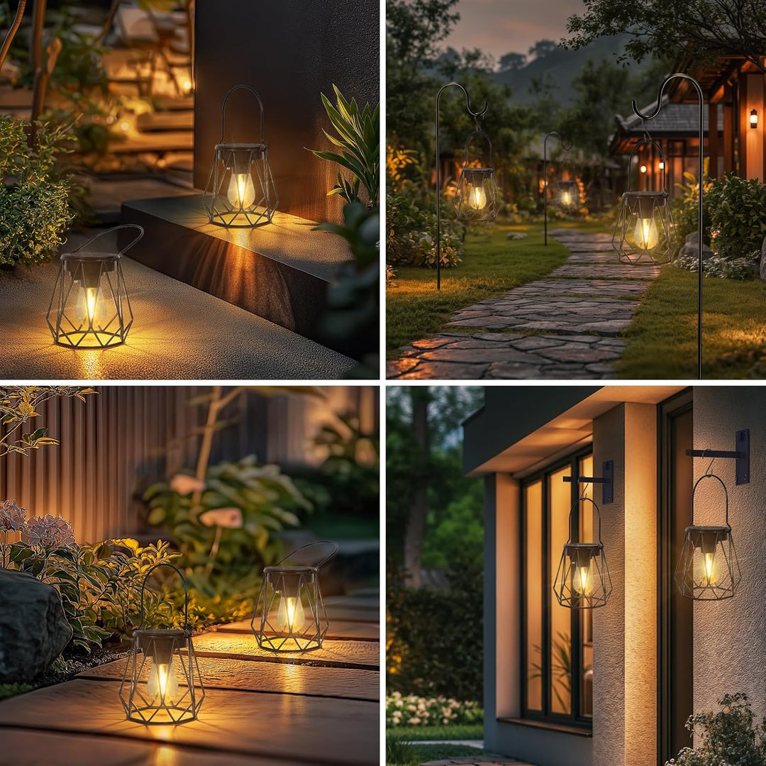 Ketom 2 Stück Solarlampen für Aussen Hängend, IP65 Wasserdicht Metall Solarlaterne für Aussen, LED S