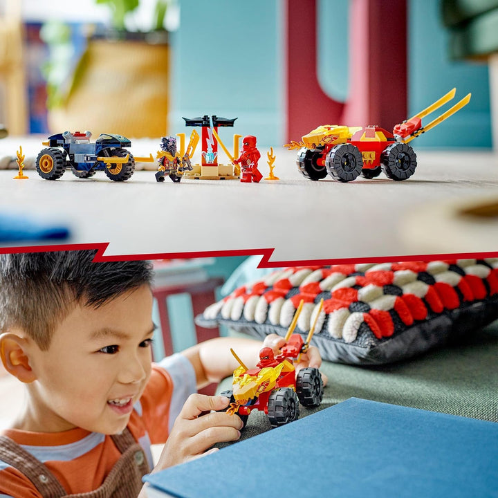 LEGO NINJAGO Verfolgungsjagd Set mit Kais Flitzer und Ras&