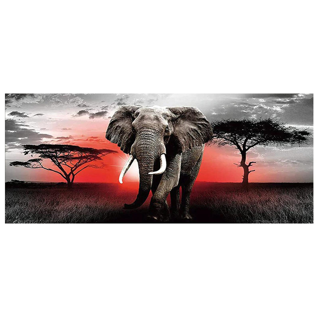 DCIDBEI 110 x 50 cm 5D Runde Diamond Painting Grosses Format Landschaft Afrika Malen nach Zahlen Tie