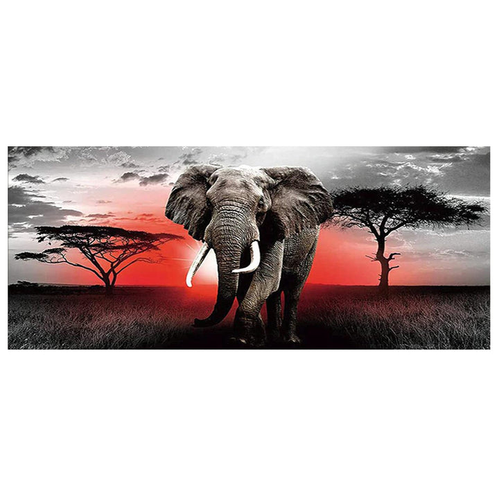 DCIDBEI 110 x 50 cm 5D Runde Diamond Painting Grosses Format Landschaft Afrika Malen nach Zahlen Tie