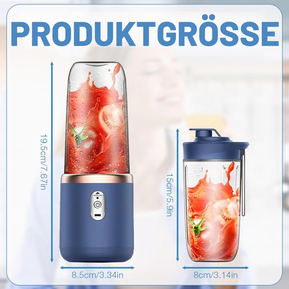 Tragbarer Mixer, 400ml Mixer Smoothie Maker to Go mit Digitalanzeige, Portabler Elektrischer Saftpre