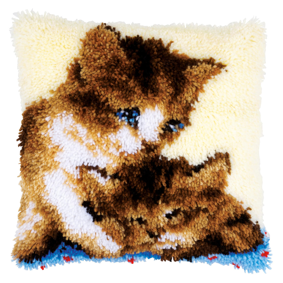 Vervaco Knüpfkissen 2 Katzen Knüpfpackung, Baumwolle, Mehrfarbig, 40 x 40 x 0,3 cm