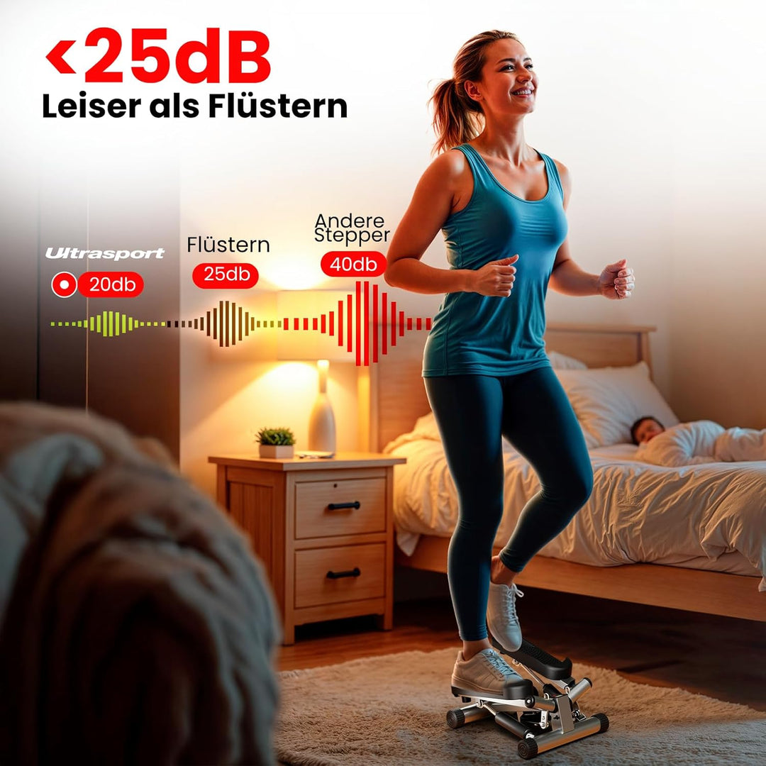 Ultrasport Swing Stepper inklusive Trainingsbändern / Hometrainer Stepper mit verstellbarem Widersta