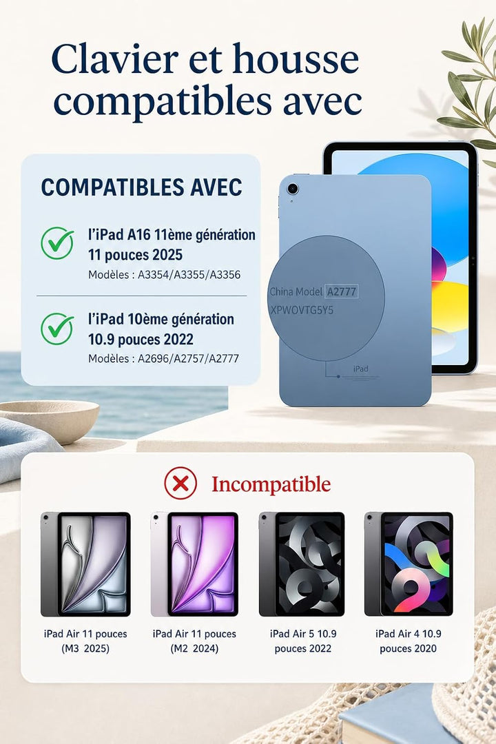 CACOE Hülle Tastatur Kompatibel mit iPad 10 Generation 10.9 Zoll 2022 A2757/A2777 mit Touchpad, 7-Fa