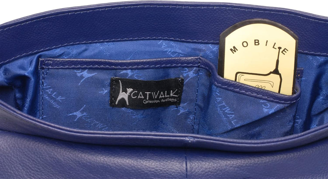 Catwalk Collection Handbags - Leder - Umhängetasche/Schultertasche - LOUISA Blau, Blau