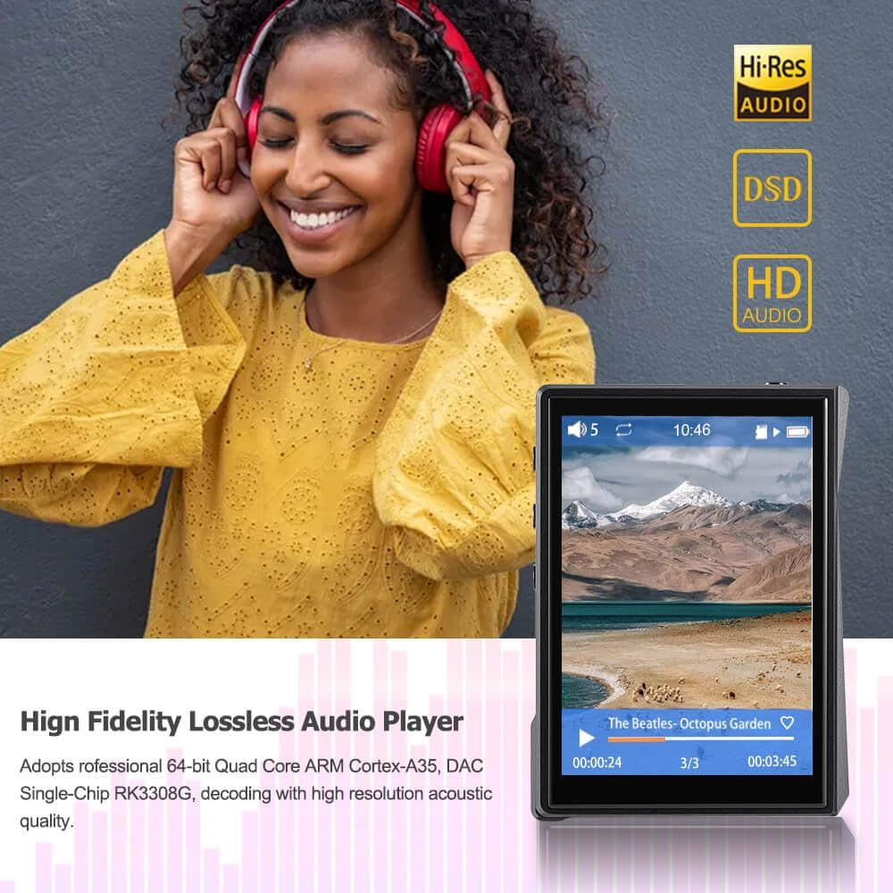 Surfans HiFi MP3 Player mit Bluetooth: F22 Full Touch Lossless Musikplayer - Tragbarer High Resoluti