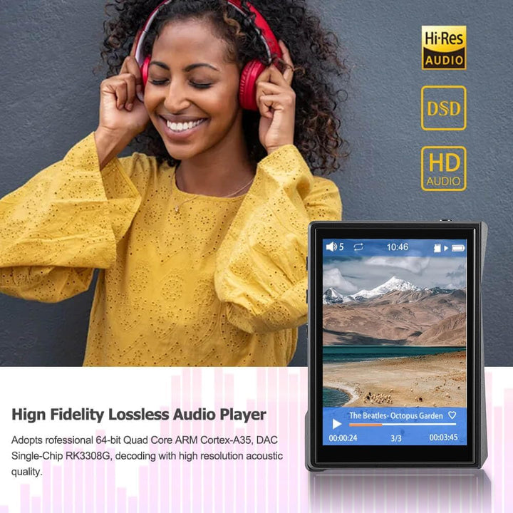 Surfans HiFi MP3 Player mit Bluetooth: F22 Full Touch Lossless Musikplayer - Tragbarer High Resoluti