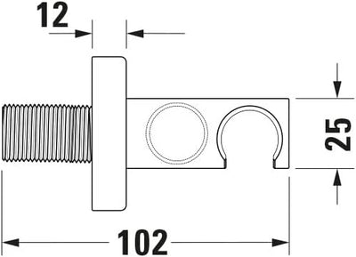 Duravit Universal Wandanschlussbogen, Schlauchanschluss inkl. Brausehalterung, Brauseanschlussbogen